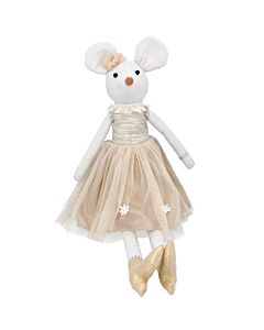 Gisela Graham White Reindeer in Pink Dress Plush Ornament